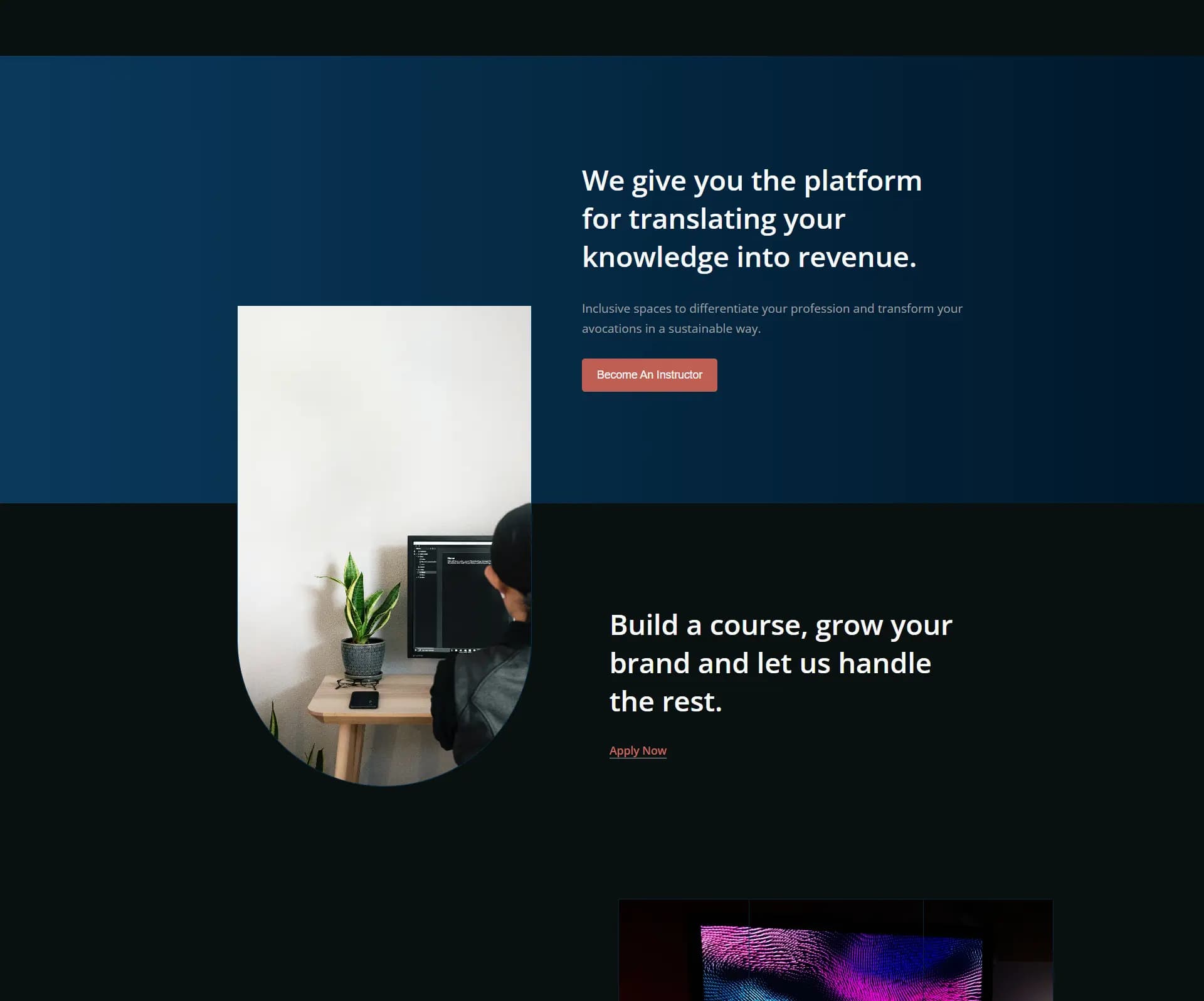 Prototype of ByAfrica School's landing page section.