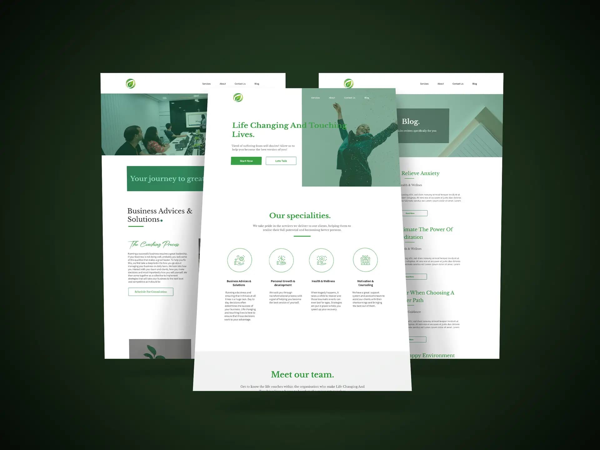 Final design for Life changing and touching lives website