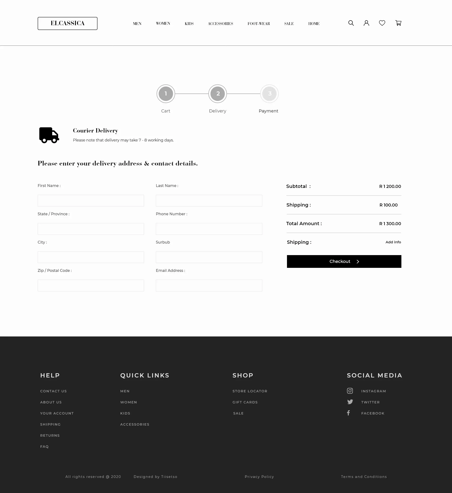 Prototype of Elcassica's checkout process for a seamless experience.