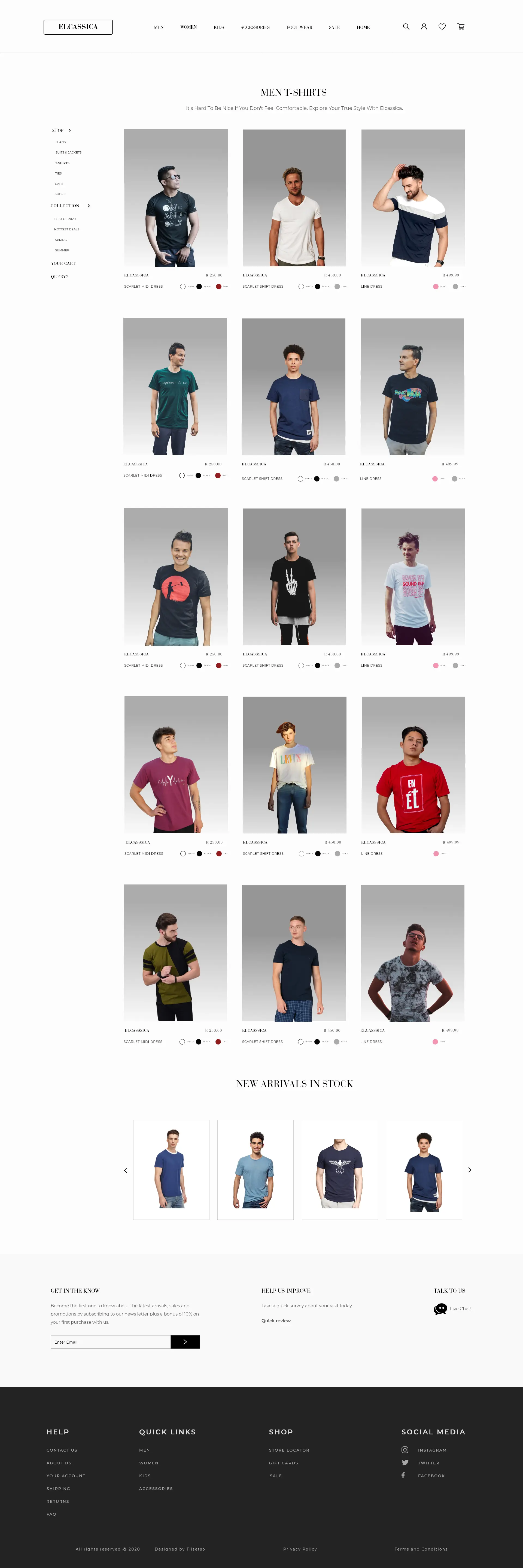 High-fidelity prototype providing an overview of products on Elcassica.